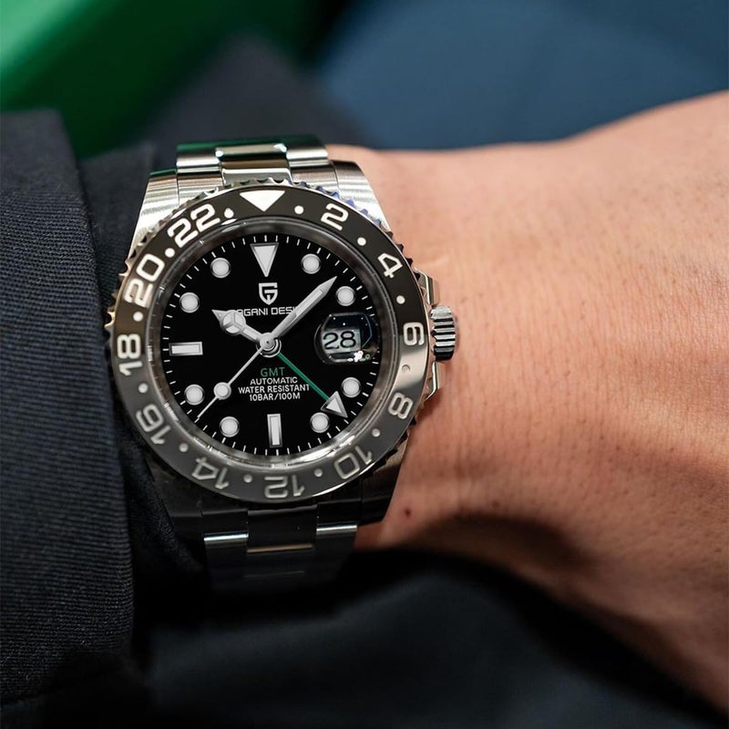 PAGANI DESIGN ساعة رجال أوتوماتيكية ميكانيكية من باجاني ديزاين GMT مع إطار سيراميك دوار ووظيفة التاريخ - Image 2